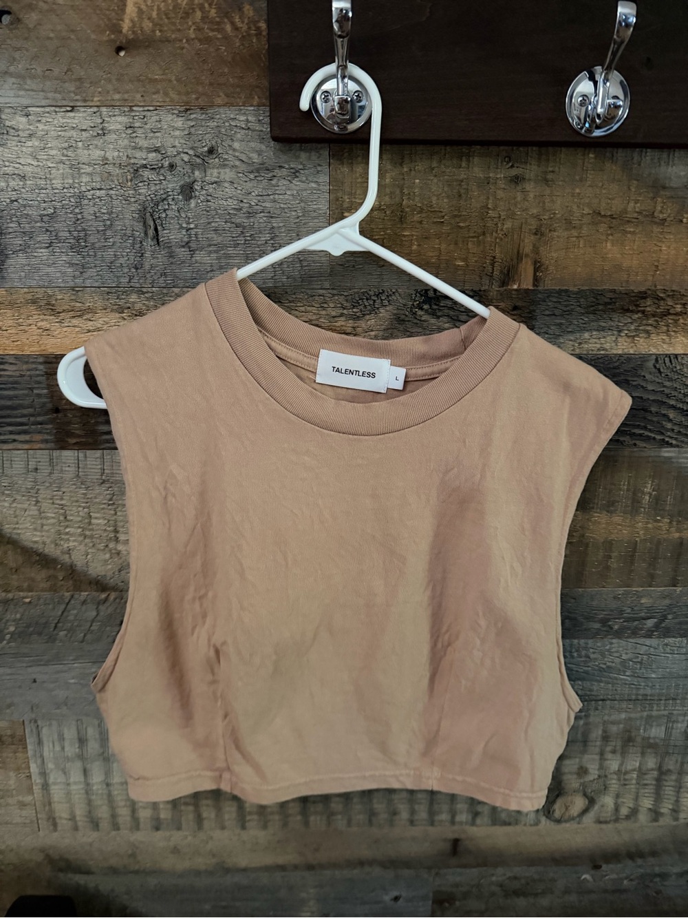 Talentless Dart Cropped Tank Top - Tan